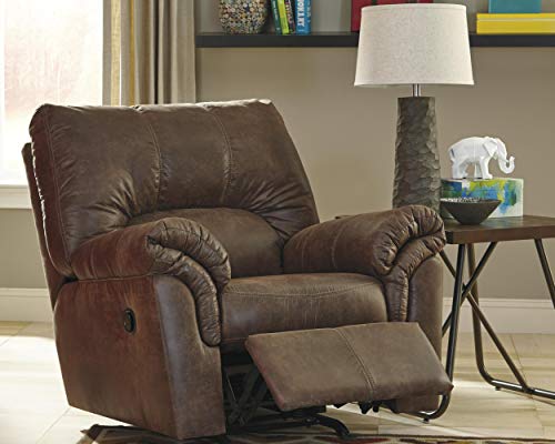 Signature Design by Ashley Coffee Brown Bladen Contemporary Plush Upholstered Rocker Recliner Pull Tab Reclining Signature Design by Ashley Coffee Brown Bladen Contemporary Plush Upholstered Rocker Recliner Pull Tab Reclining